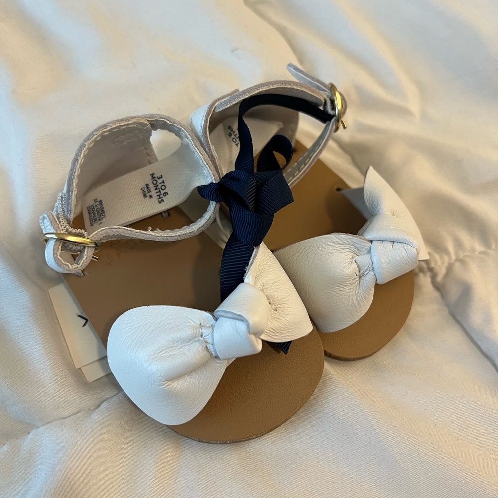 Janie and Jack White and Tan Kids Sandals